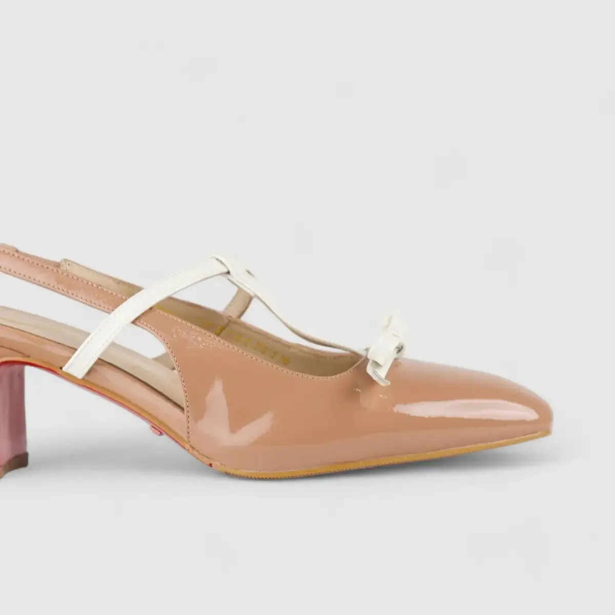 Bulbul Leather Block Heel Shoe Pink/White LAR6004