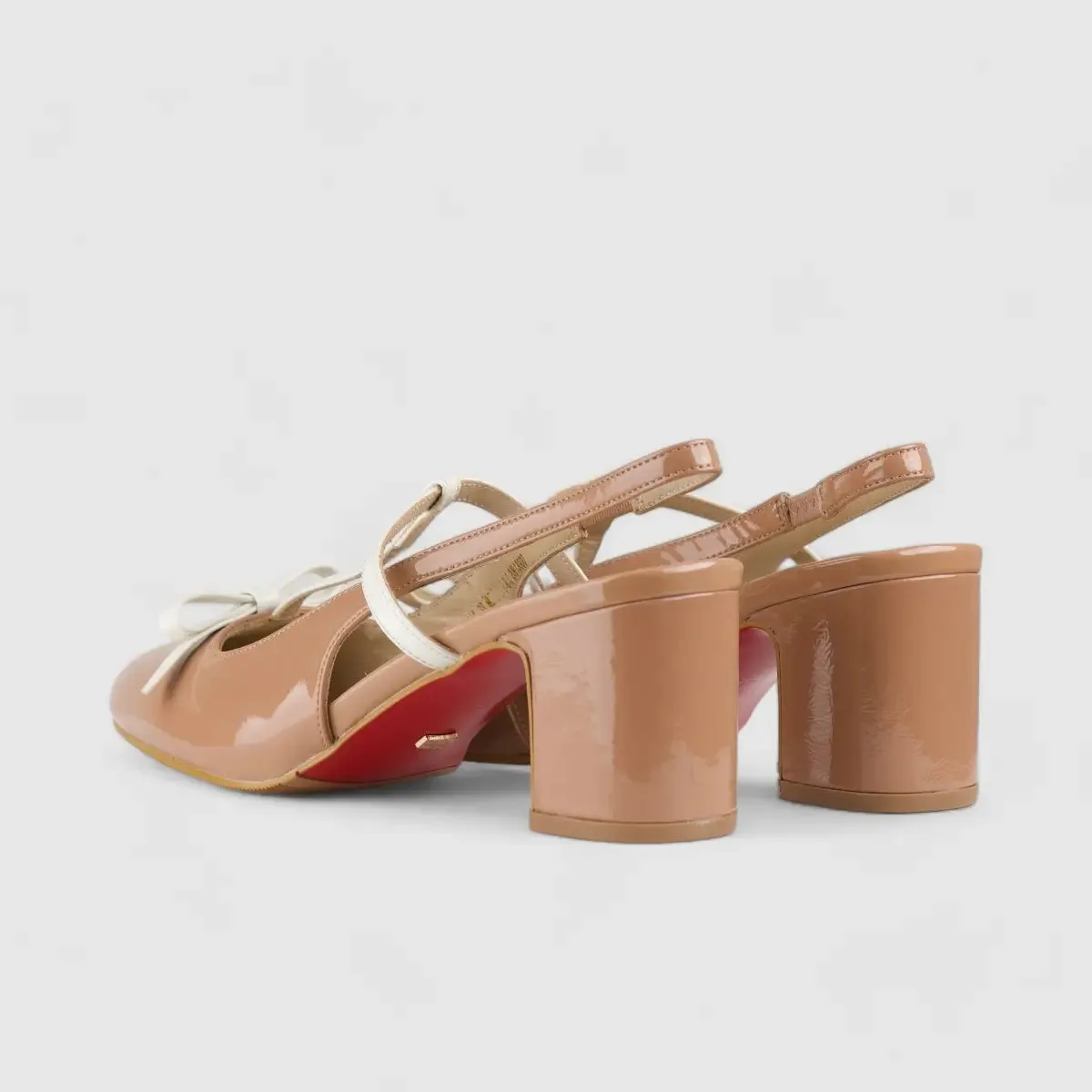 Bulbul Leather Block Heel Shoe Pink/White LAR6004