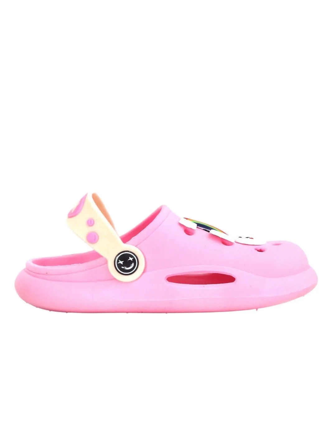 Bunny & Rainbow-Themed Clogs with "Hello" Strap for Girls - Pink
