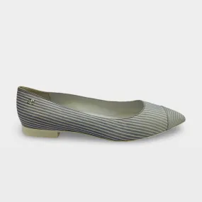 Chanel Baby Blue and white striped Ballet Flats