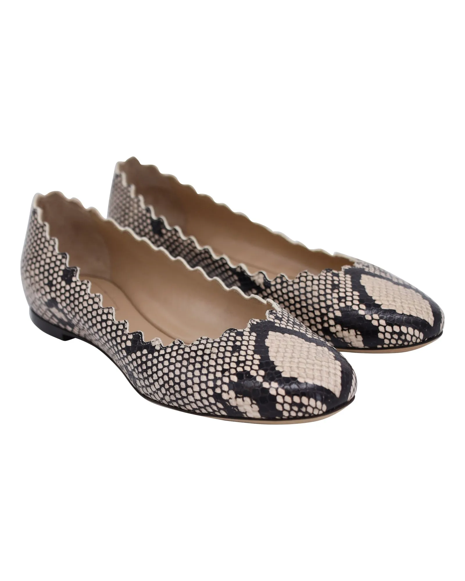 Chloe Python-Embossed Lauren Ballet Flats in Multicolor Leather