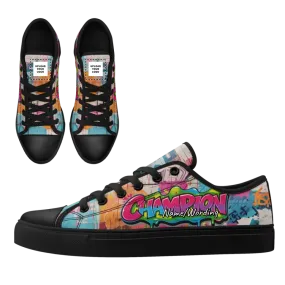 Corporate Gifts,Personalized Graffiti Sneakers, Custom Canvas Low Top Shoes, Stylish Gym Shoes