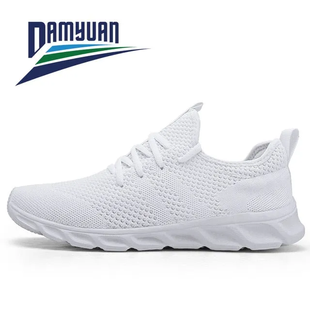 Damyuan Couple Casual Sports Shoes Men Women Mesh Breathable Comfortable Jogging Trainer Shoes Outdoor Walking Black Sneakers