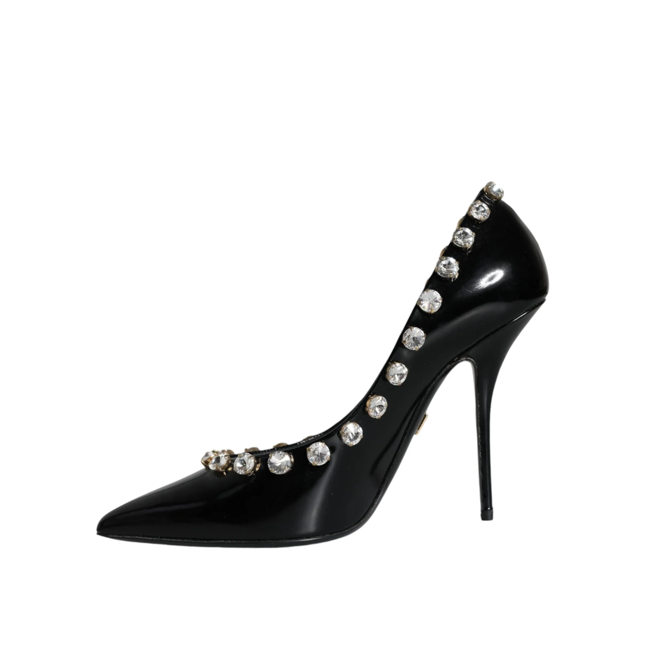 Dolce & Gabbana Black Crystals Leather High Heels Pumps Shoes