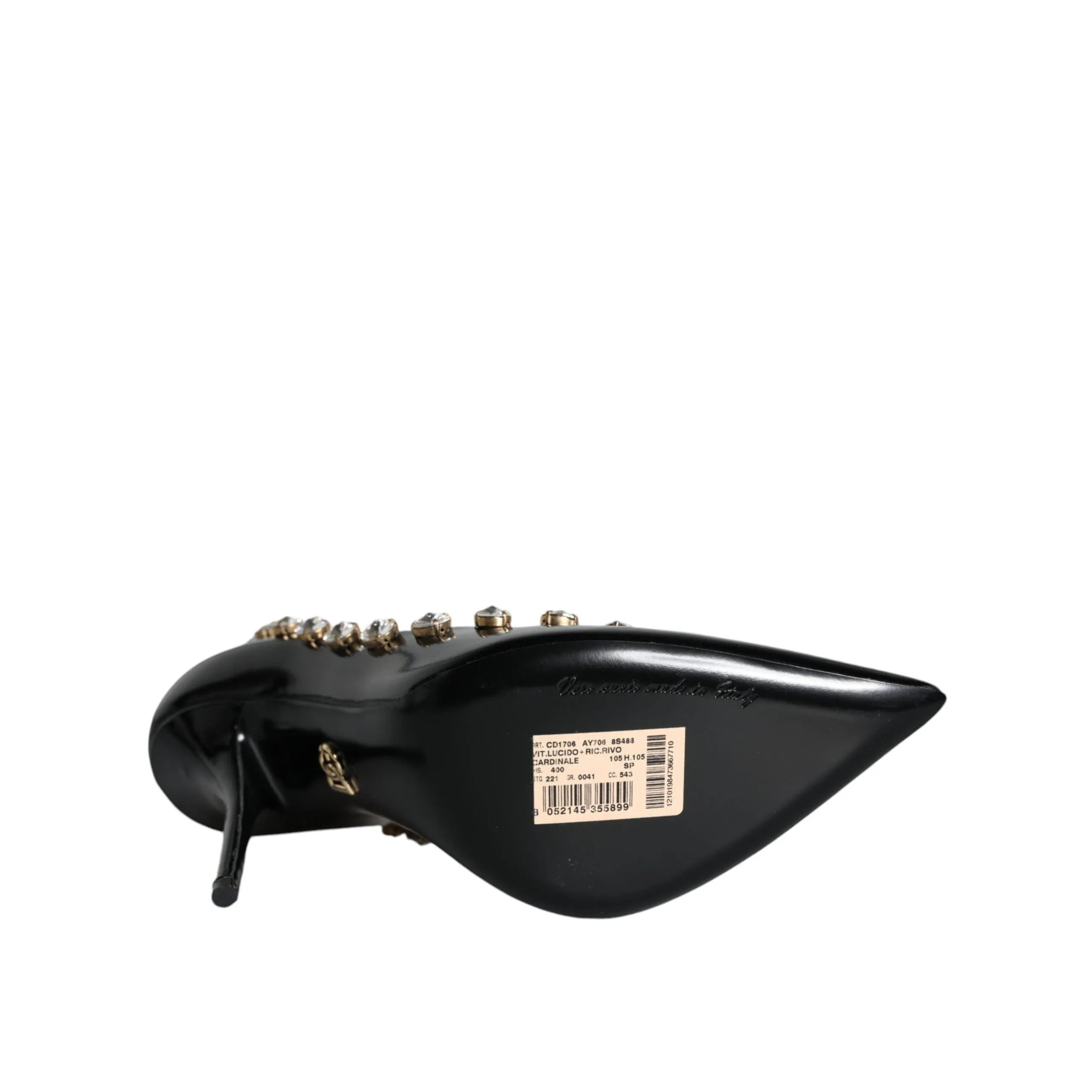 Dolce & Gabbana Black Crystals Leather High Heels Pumps Shoes
