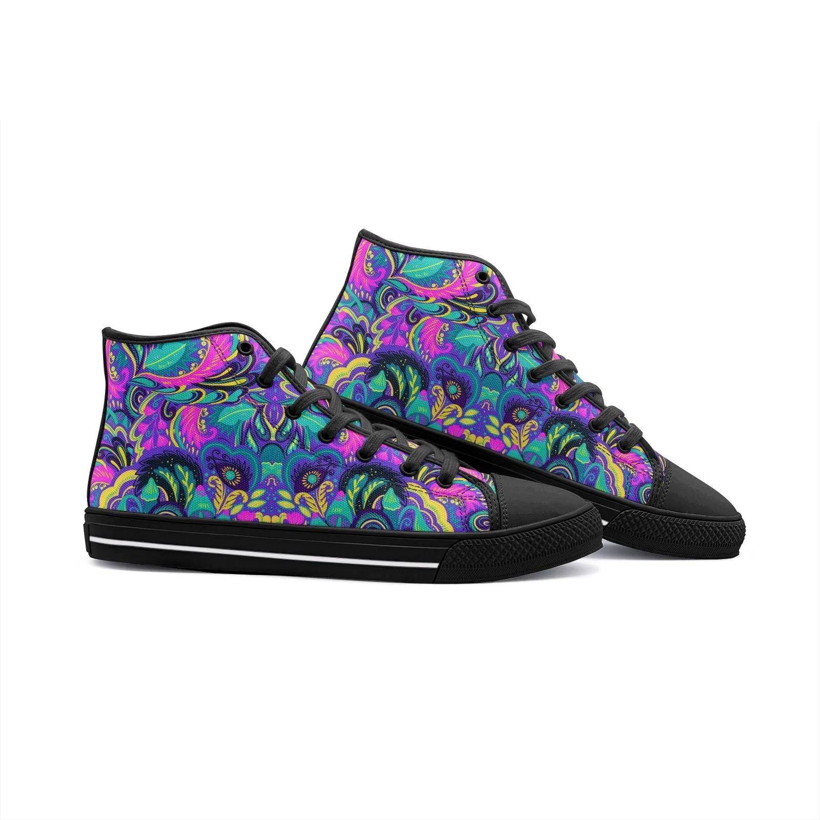 Floral Abstract High Top Canvas Shoes
