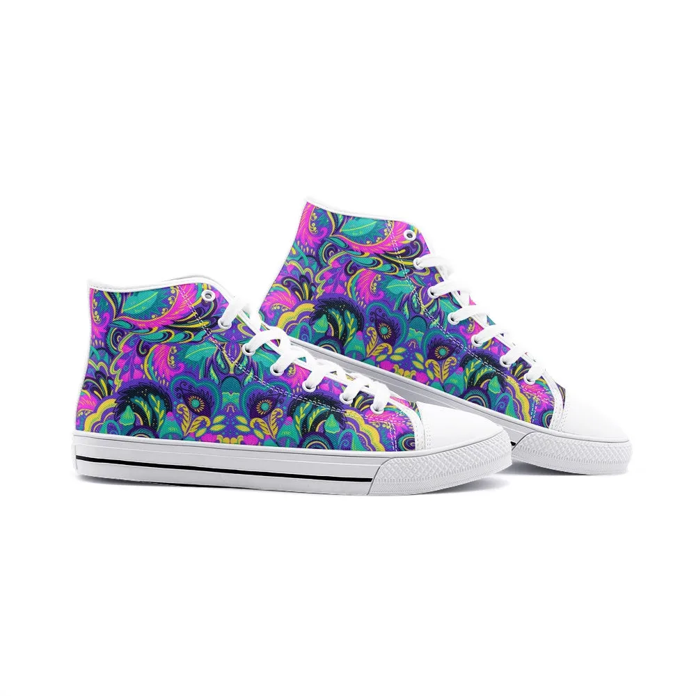 Floral Abstract High Top Canvas Shoes