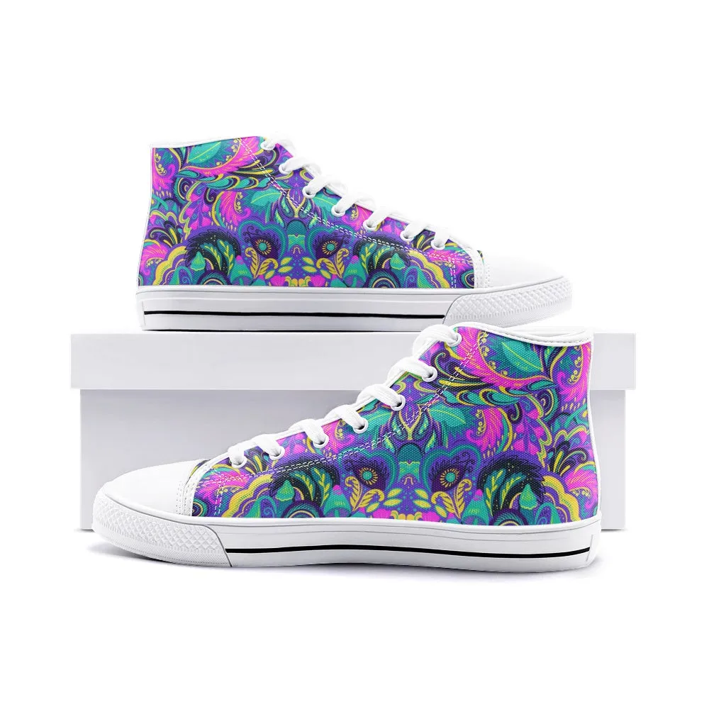 Floral Abstract High Top Canvas Shoes
