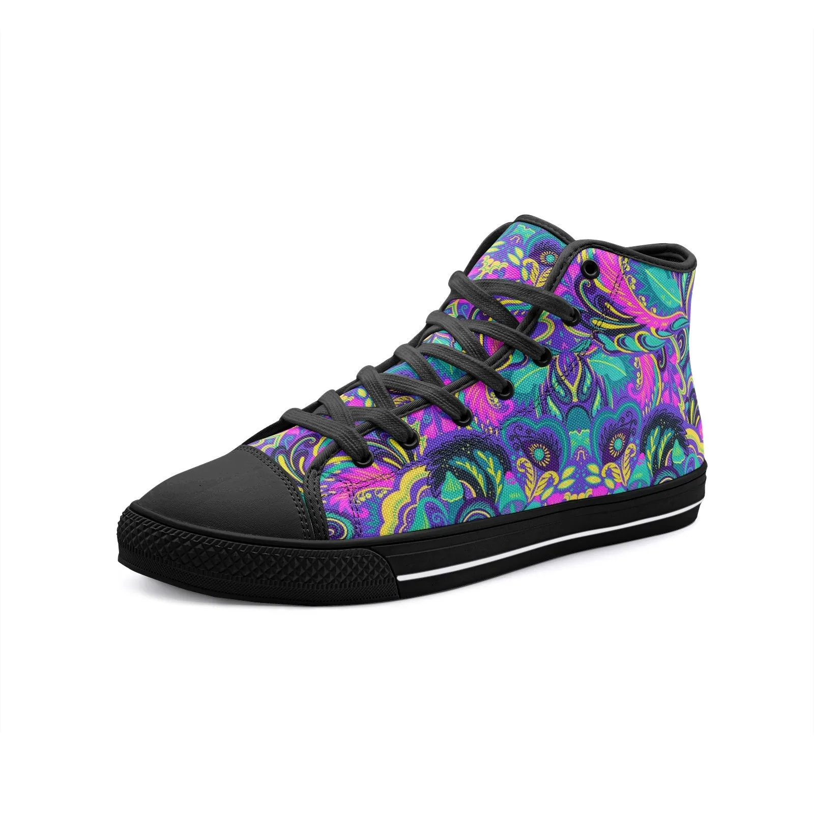 Floral Abstract High Top Canvas Shoes