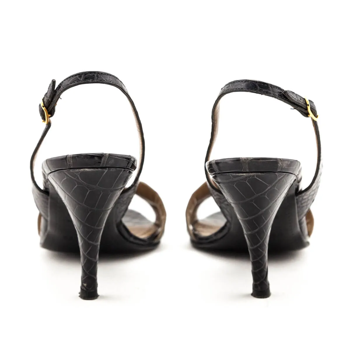 Hermes Charcoal Alligator Ottomane Sandals Size US 9 | EU 39