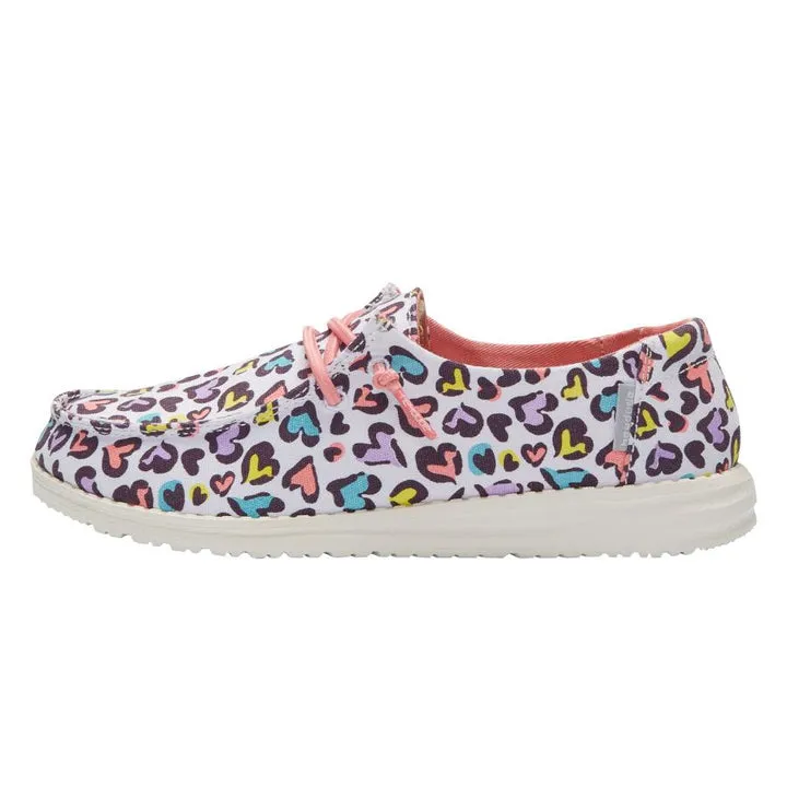 HEYDUDE WENDY YOUTH WHITE LEOPARD
