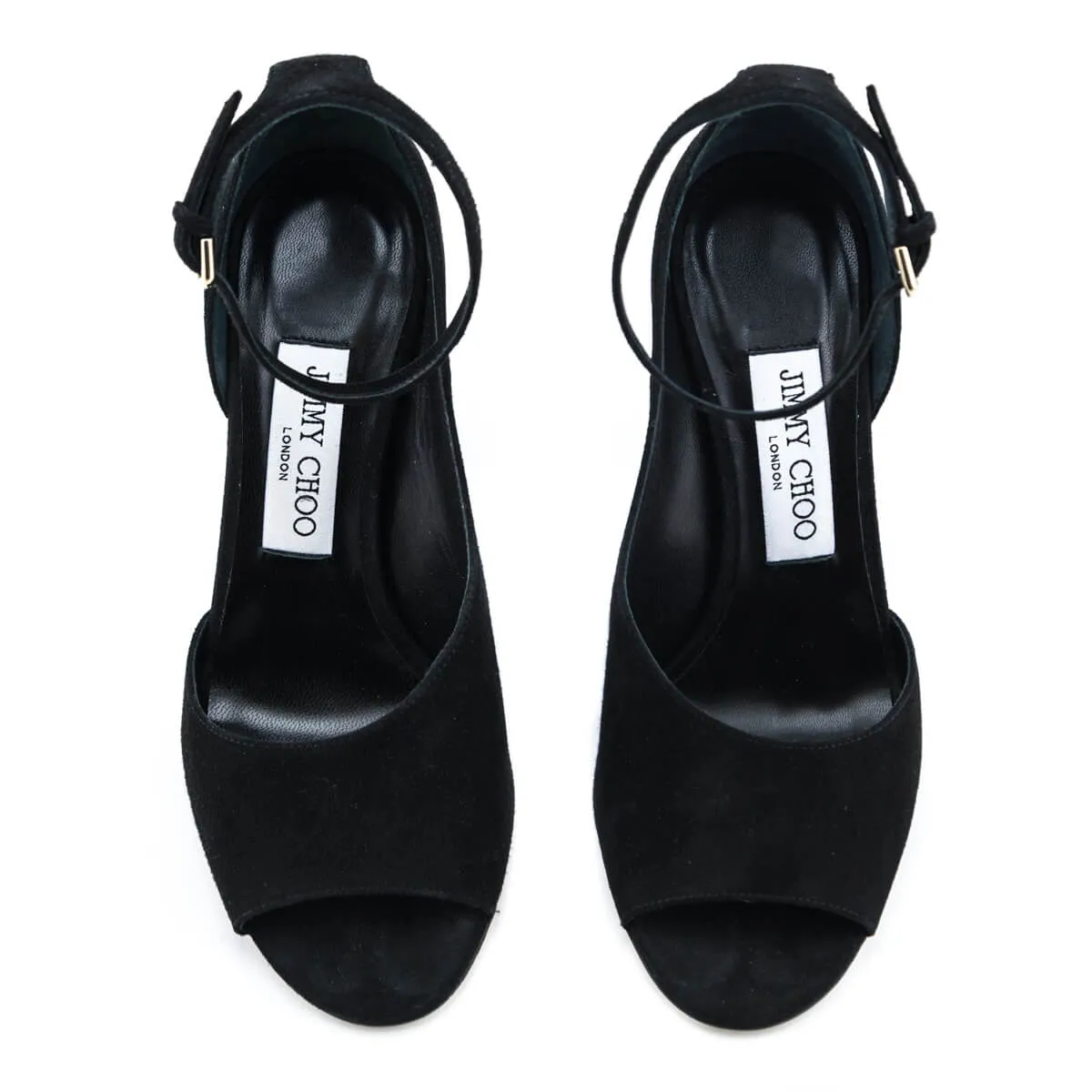 Jimmy Choo Black Suede Theresa Half-d'Orsay Ankle Strap Sandals Size US 7 | EU 37