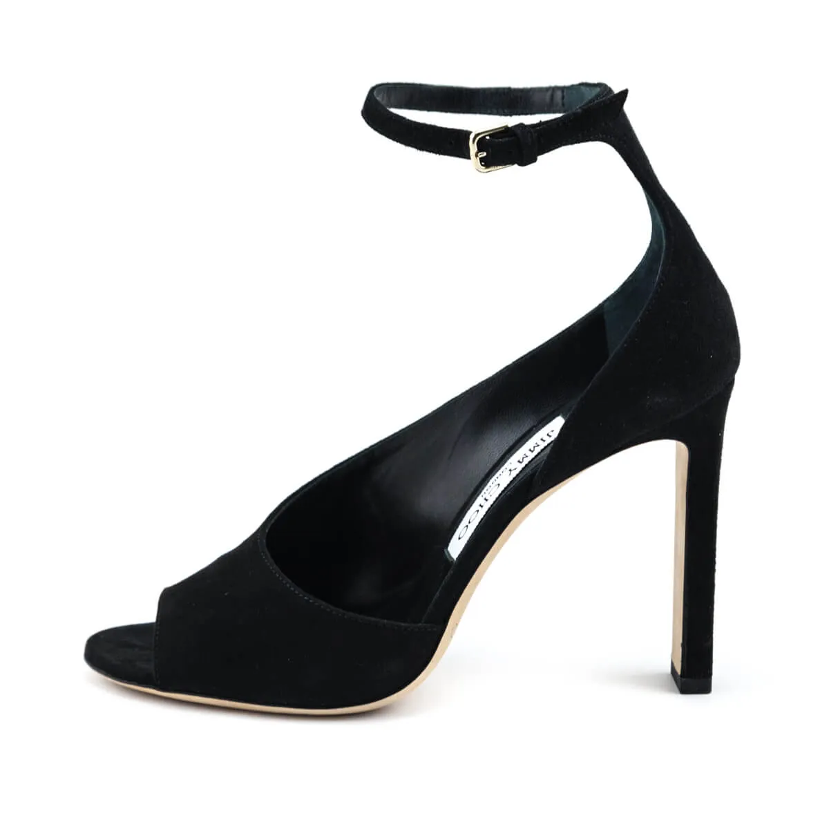 Jimmy Choo Black Suede Theresa Half-d'Orsay Ankle Strap Sandals Size US 7 | EU 37