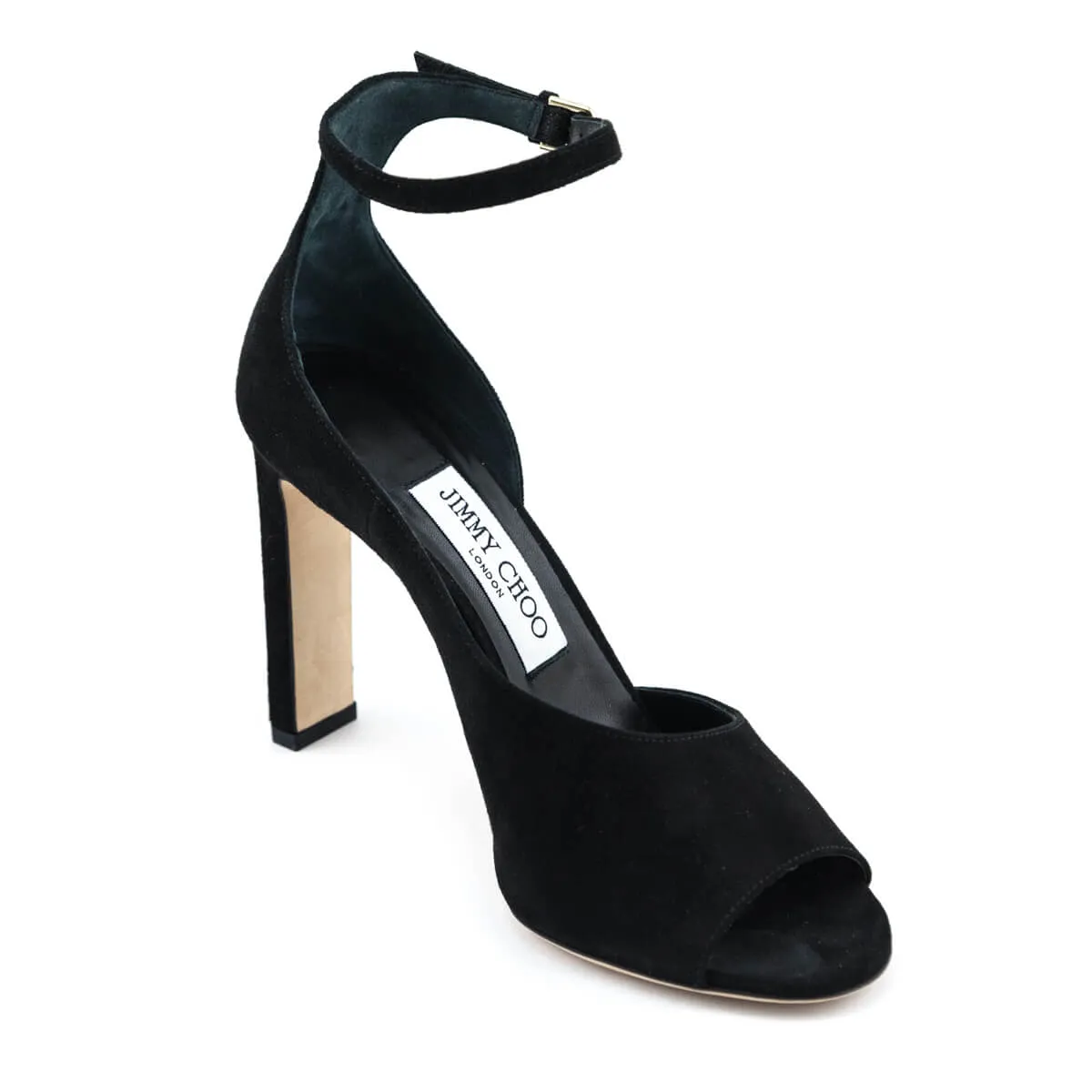 Jimmy Choo Black Suede Theresa Half-d'Orsay Ankle Strap Sandals Size US 7 | EU 37