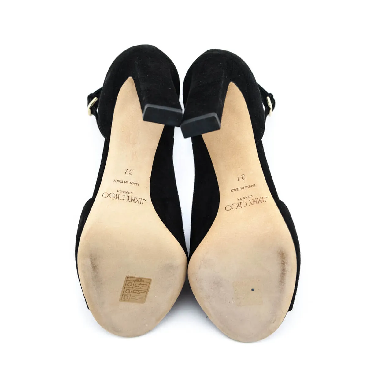 Jimmy Choo Black Suede Theresa Half-d'Orsay Ankle Strap Sandals Size US 7 | EU 37