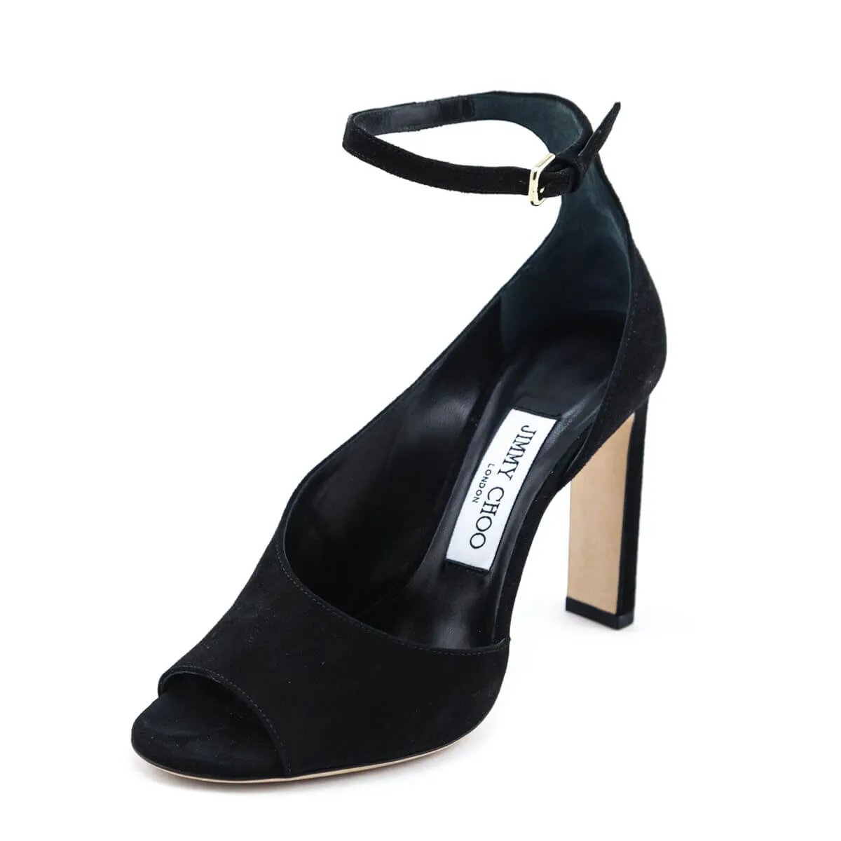 Jimmy Choo Black Suede Theresa Half-d'Orsay Ankle Strap Sandals Size US 7 | EU 37