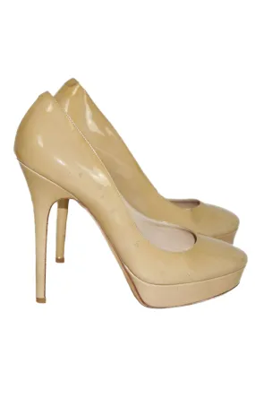 JIMMY CHOO Nude Patent Leather Heeled Pumps