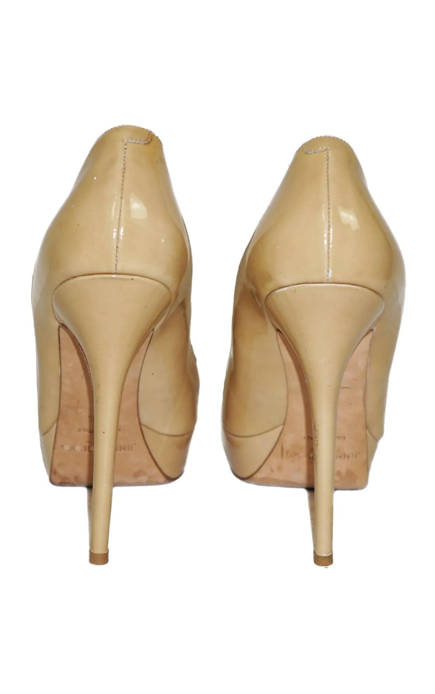 JIMMY CHOO Nude Patent Leather Heeled Pumps