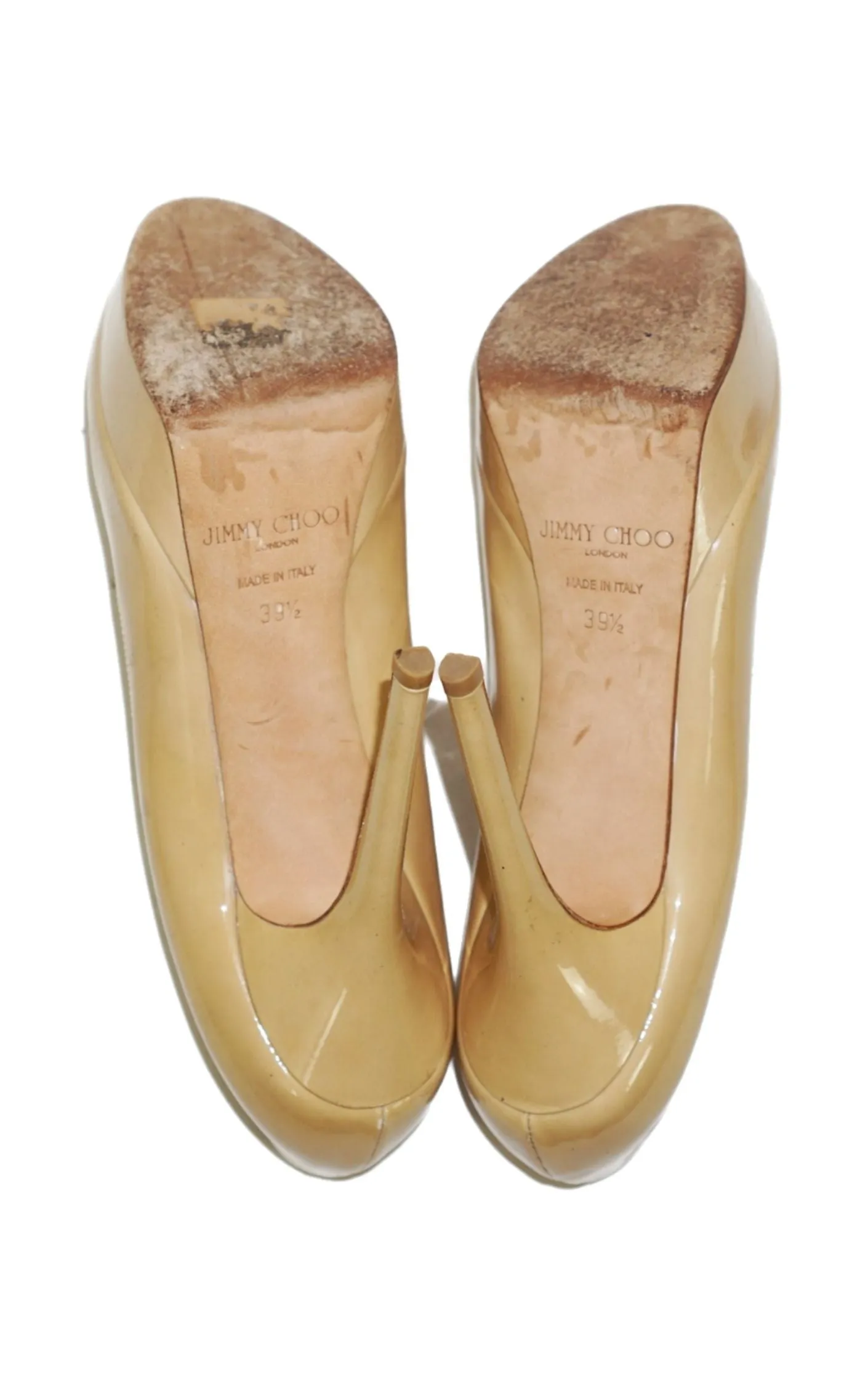 JIMMY CHOO Nude Patent Leather Heeled Pumps