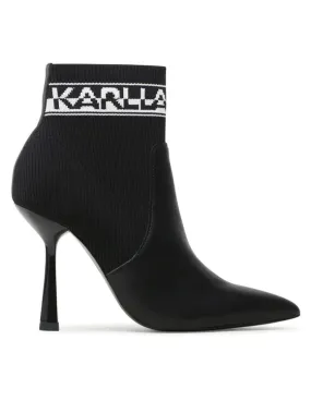 KARL LAGERFELD PANDARA SPEKULUM LOGO ANKLE HEELS IN BLACK