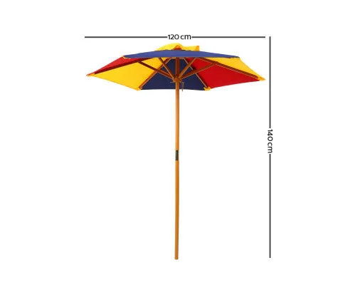 Kids Wooden Picnic Table Set with Umbrella