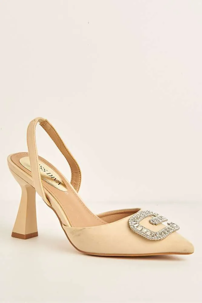 Kira G Diamante Broach P/toe Sandals in Nude