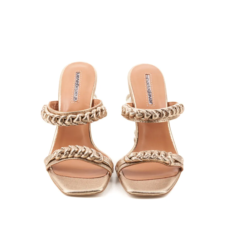 Love Reminder golden leather sandals