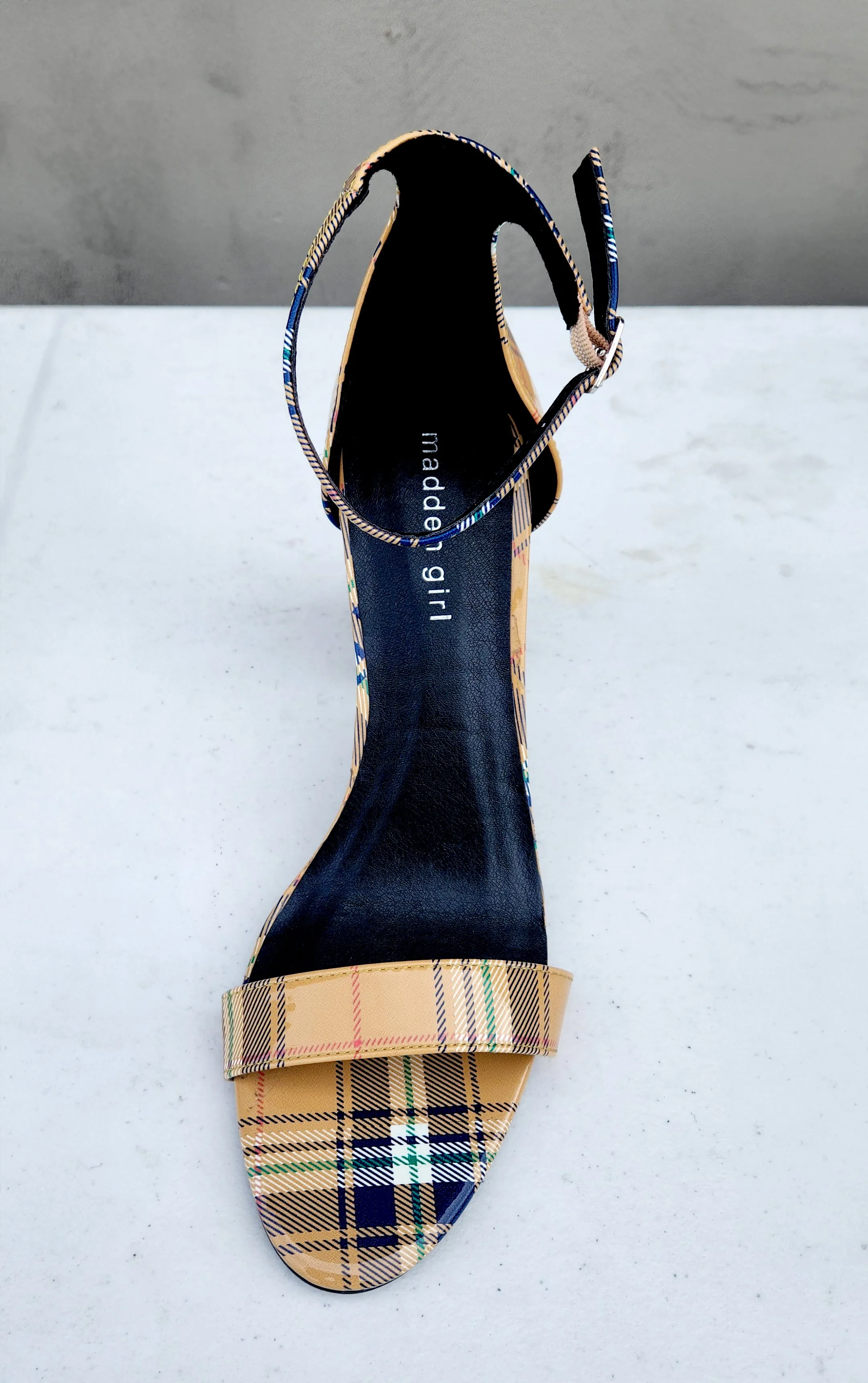Madden Girl Bella Two-Piece Block-Heel Sandals  Color Yellow Plaid Size 10M