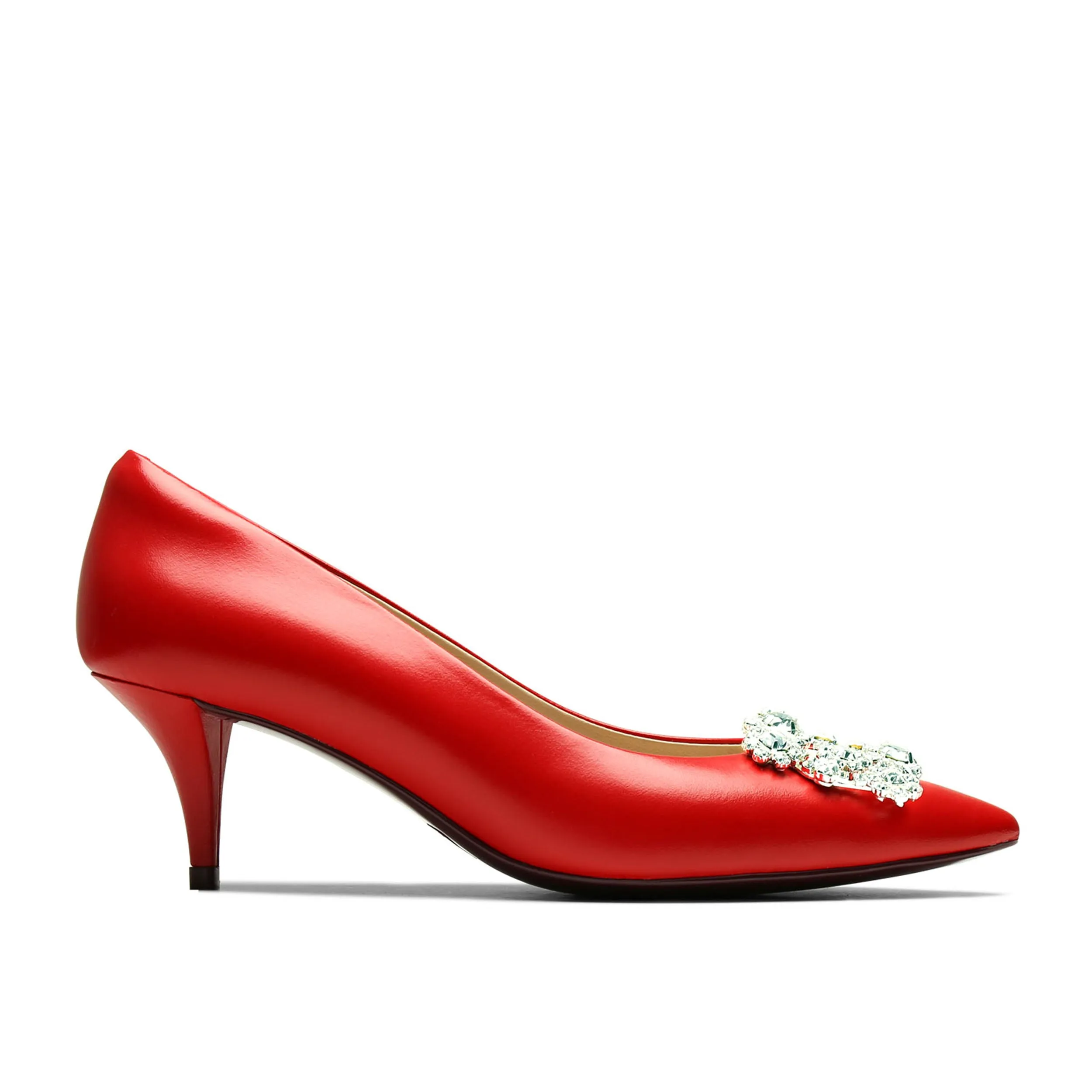 Marylyn Red Crystal Kitten Heel Pump