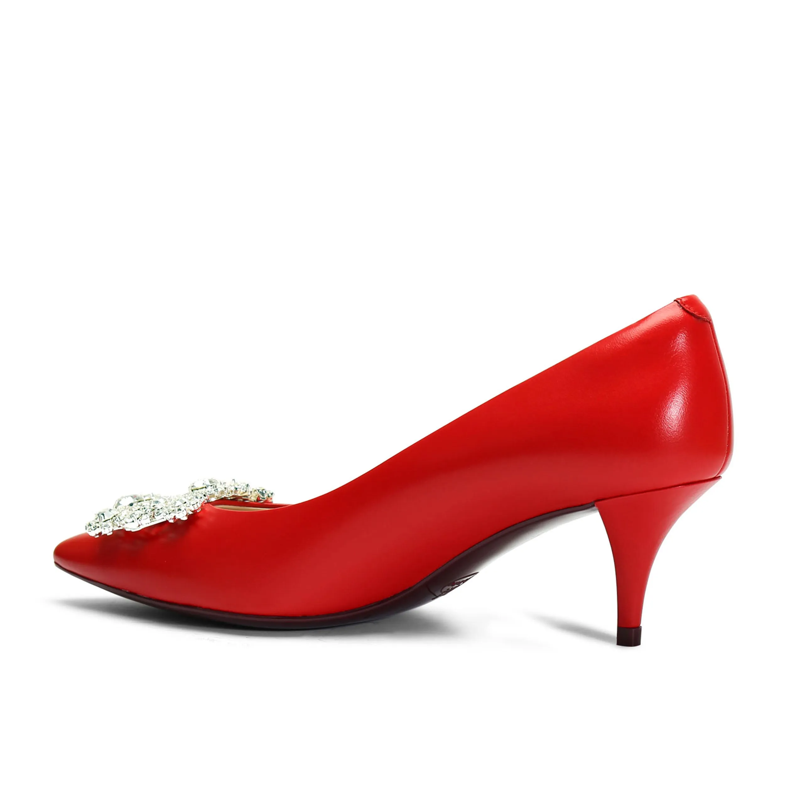 Marylyn Red Crystal Kitten Heel Pump