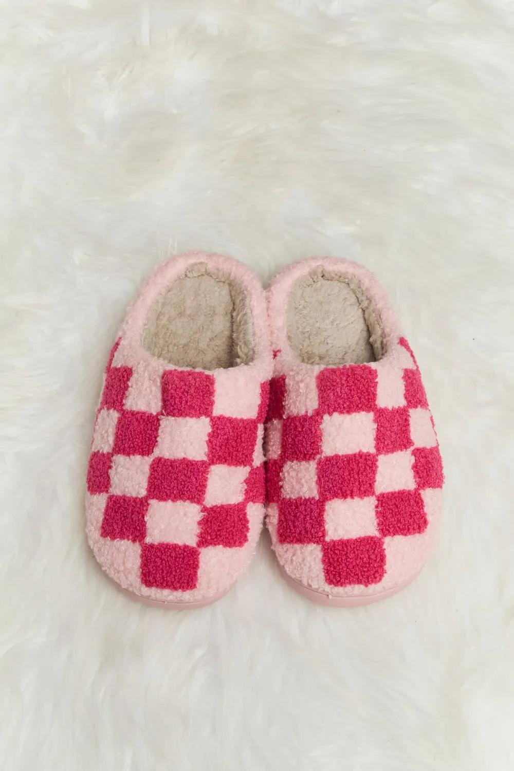 MELODY CHECKERED PLUSH SLIPPERS (MULTIPLE COLORS AVAILABLE)