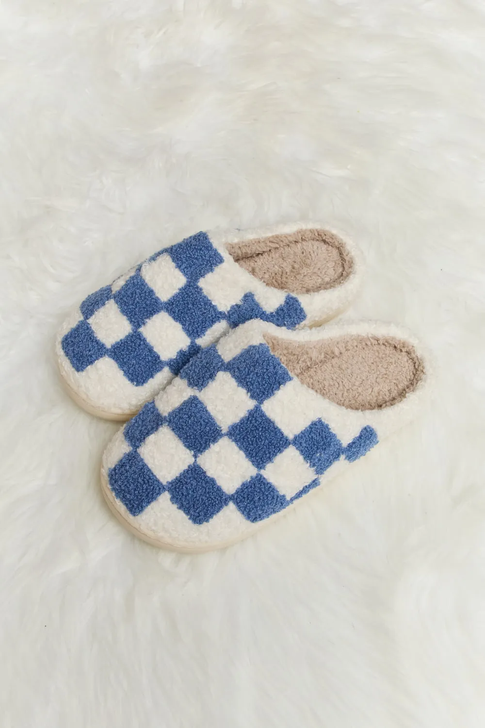 MELODY CHECKERED PLUSH SLIPPERS (MULTIPLE COLORS AVAILABLE)