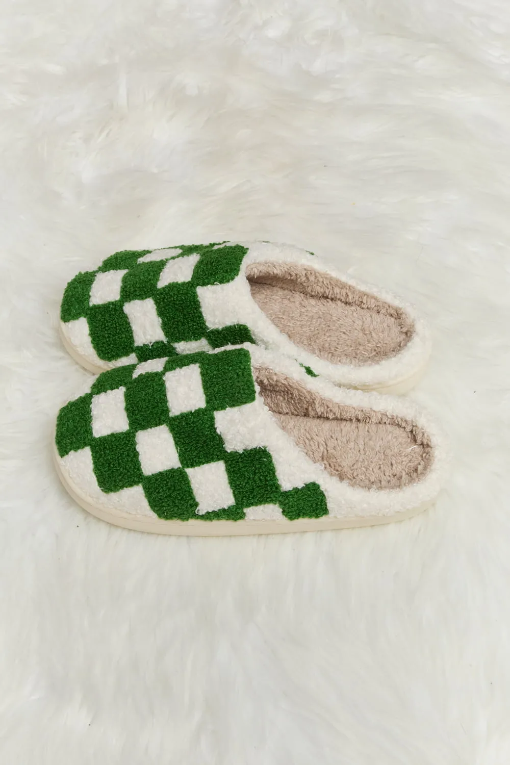 MELODY CHECKERED PLUSH SLIPPERS (MULTIPLE COLORS AVAILABLE)