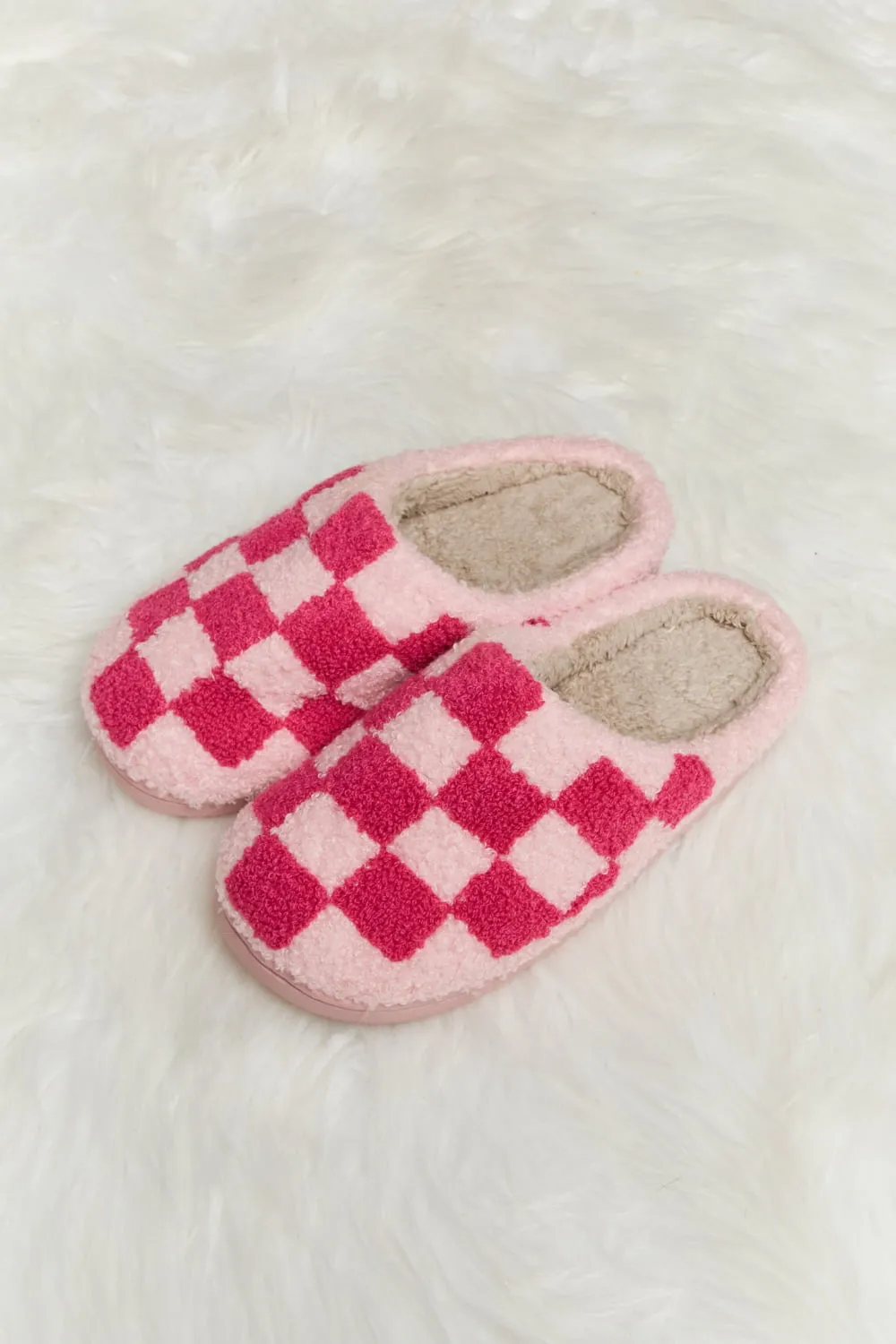 MELODY CHECKERED PLUSH SLIPPERS (MULTIPLE COLORS AVAILABLE)