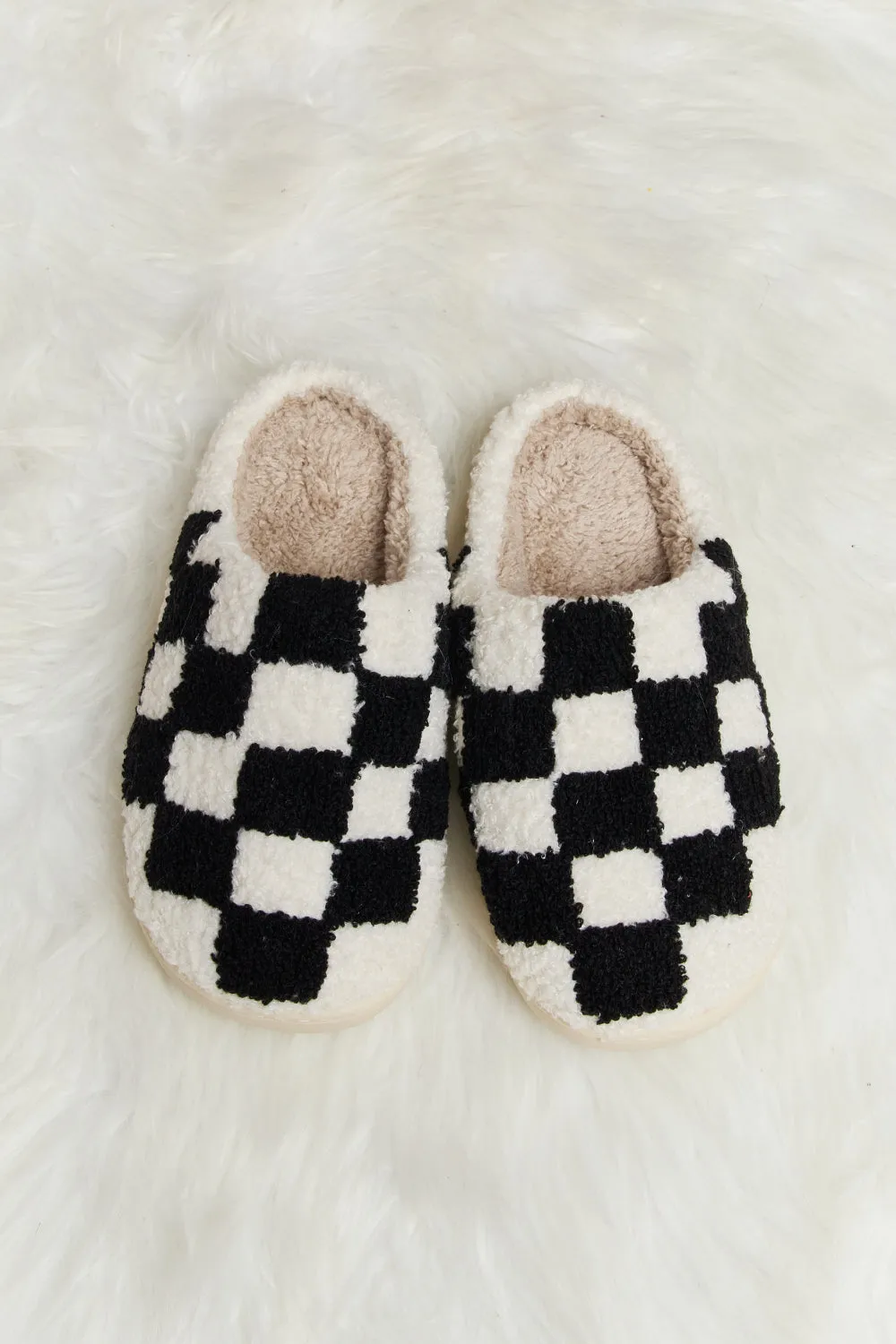 MELODY CHECKERED PLUSH SLIPPERS (MULTIPLE COLORS AVAILABLE)