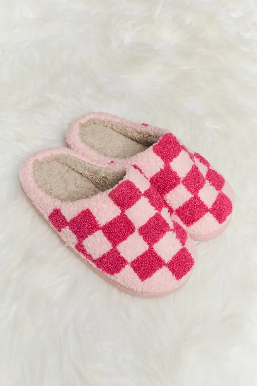 MELODY CHECKERED PLUSH SLIPPERS (MULTIPLE COLORS AVAILABLE)