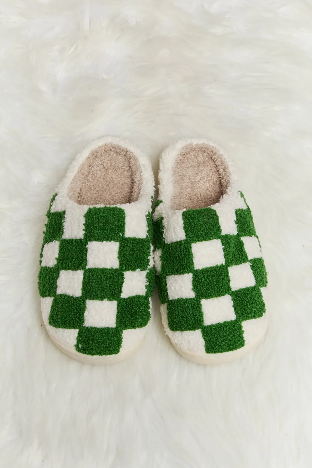 MELODY CHECKERED PLUSH SLIPPERS (MULTIPLE COLORS AVAILABLE)