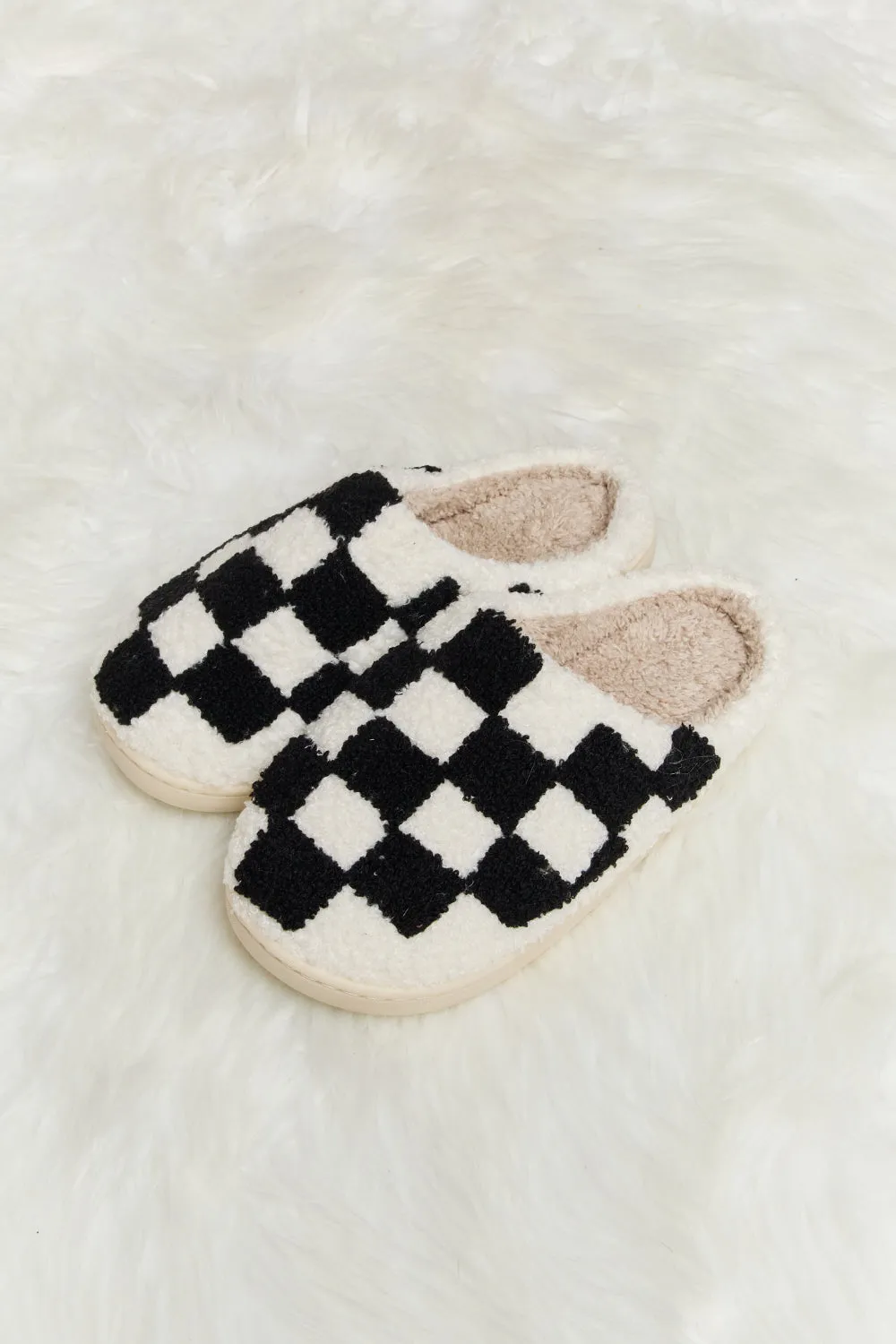 MELODY CHECKERED PLUSH SLIPPERS (MULTIPLE COLORS AVAILABLE)