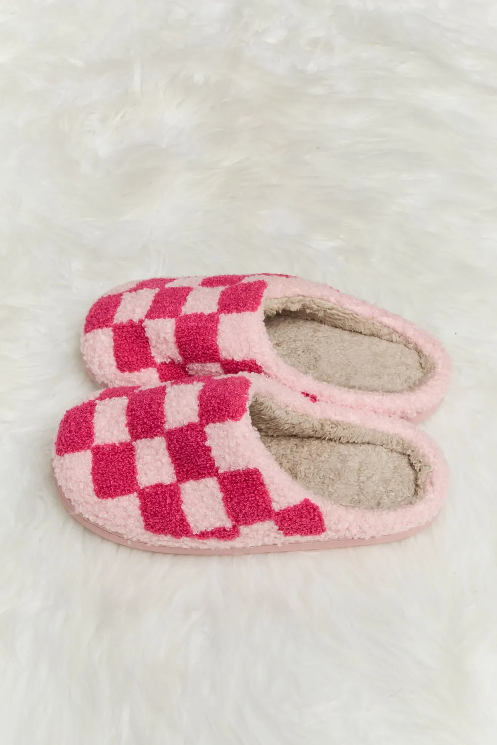 MELODY CHECKERED PLUSH SLIPPERS (MULTIPLE COLORS AVAILABLE)