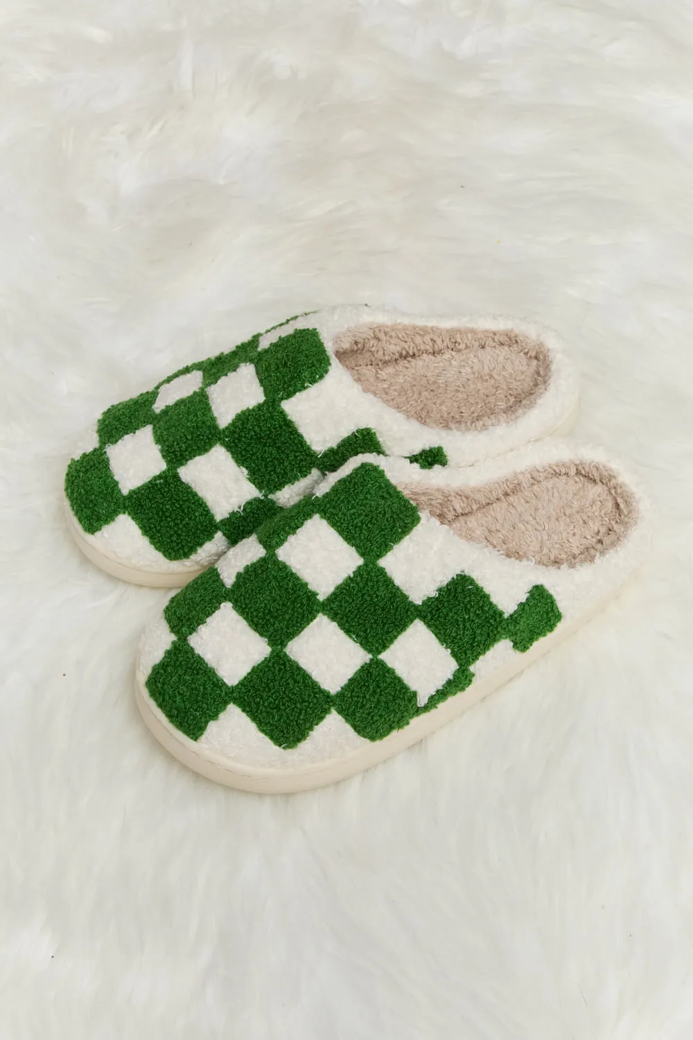 MELODY CHECKERED PLUSH SLIPPERS (MULTIPLE COLORS AVAILABLE)
