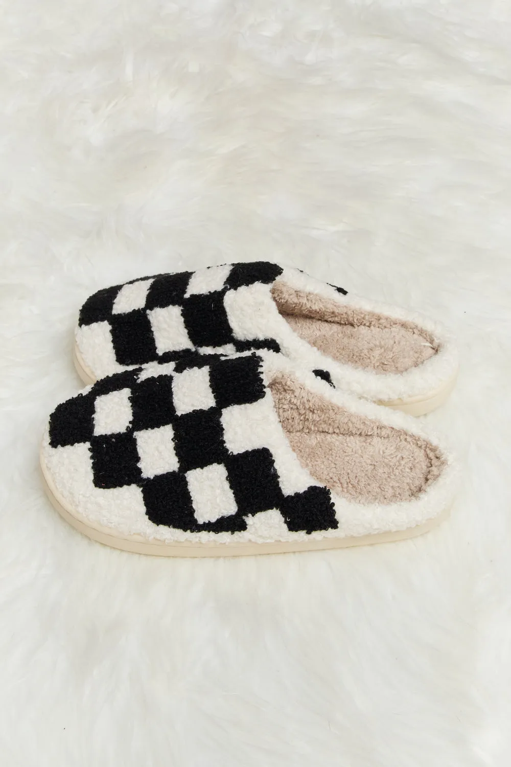MELODY CHECKERED PLUSH SLIPPERS (MULTIPLE COLORS AVAILABLE)