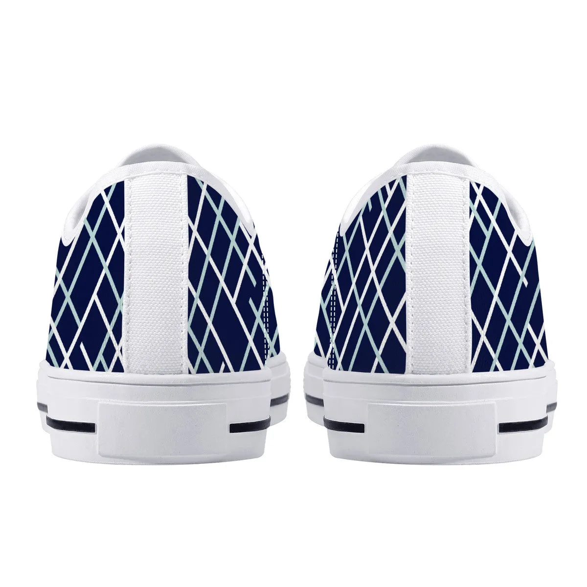 Navy with Abstract Line Design Canvas Sneakers