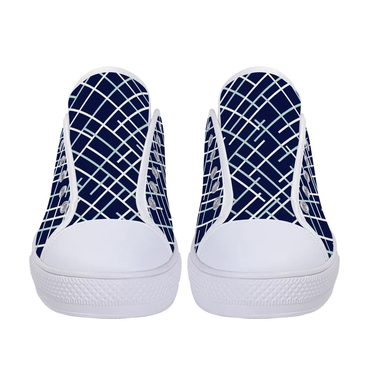 Navy with Abstract Line Design Canvas Sneakers