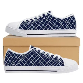 Navy with Abstract Line Design Canvas Sneakers