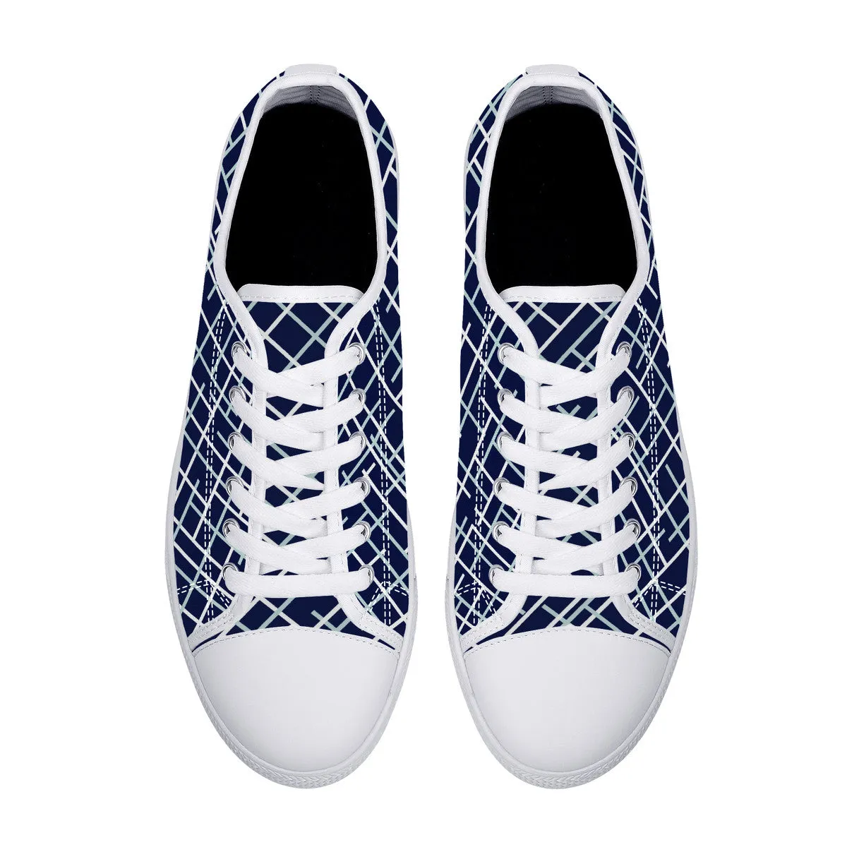 Navy with Abstract Line Design Canvas Sneakers