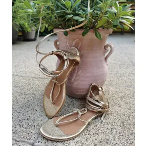 Nostalgia golden leather sandals
