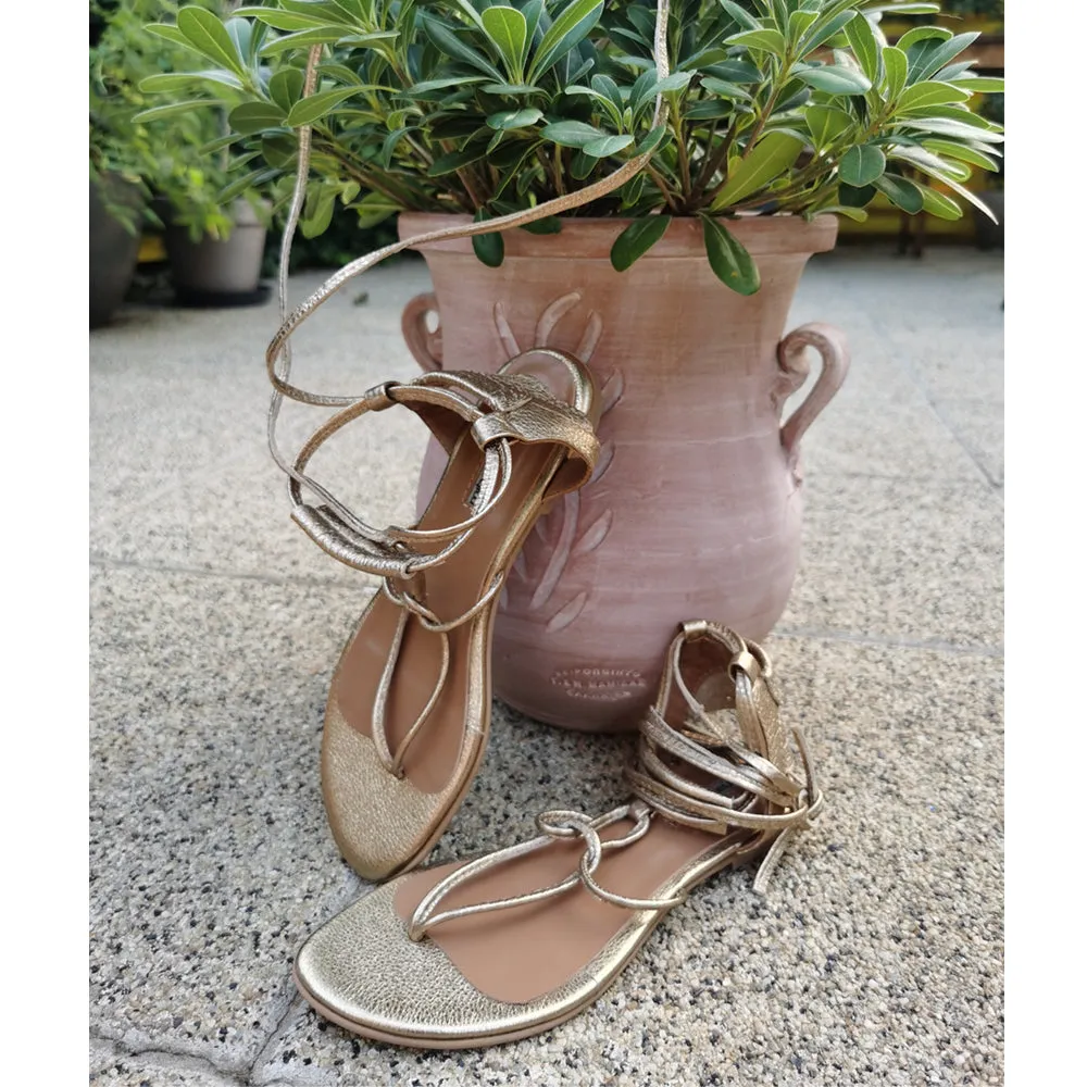 Nostalgia golden leather sandals