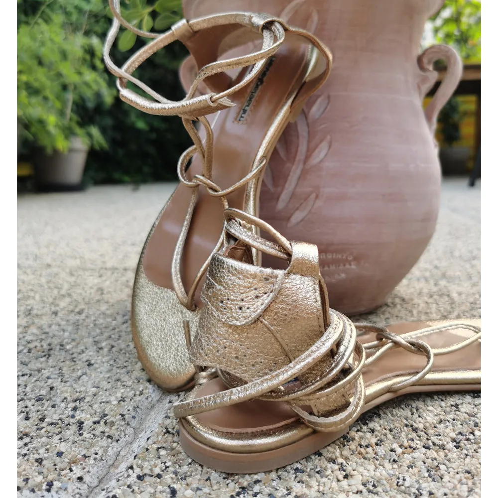 Nostalgia golden leather sandals