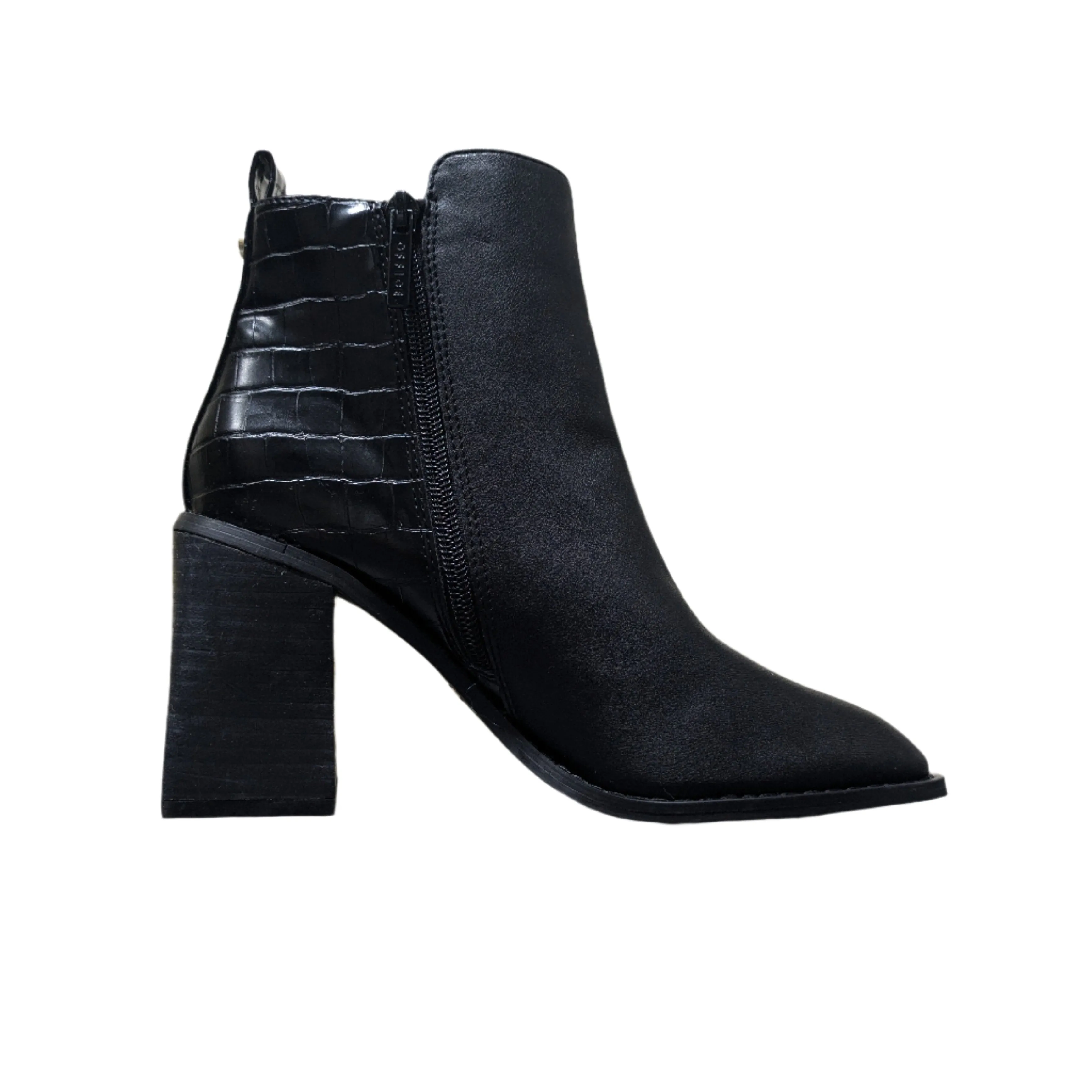 Office Abacus Zip Detail Croc Block Heels Boots - (Size EU 38 / UK 5 / US 7.5)