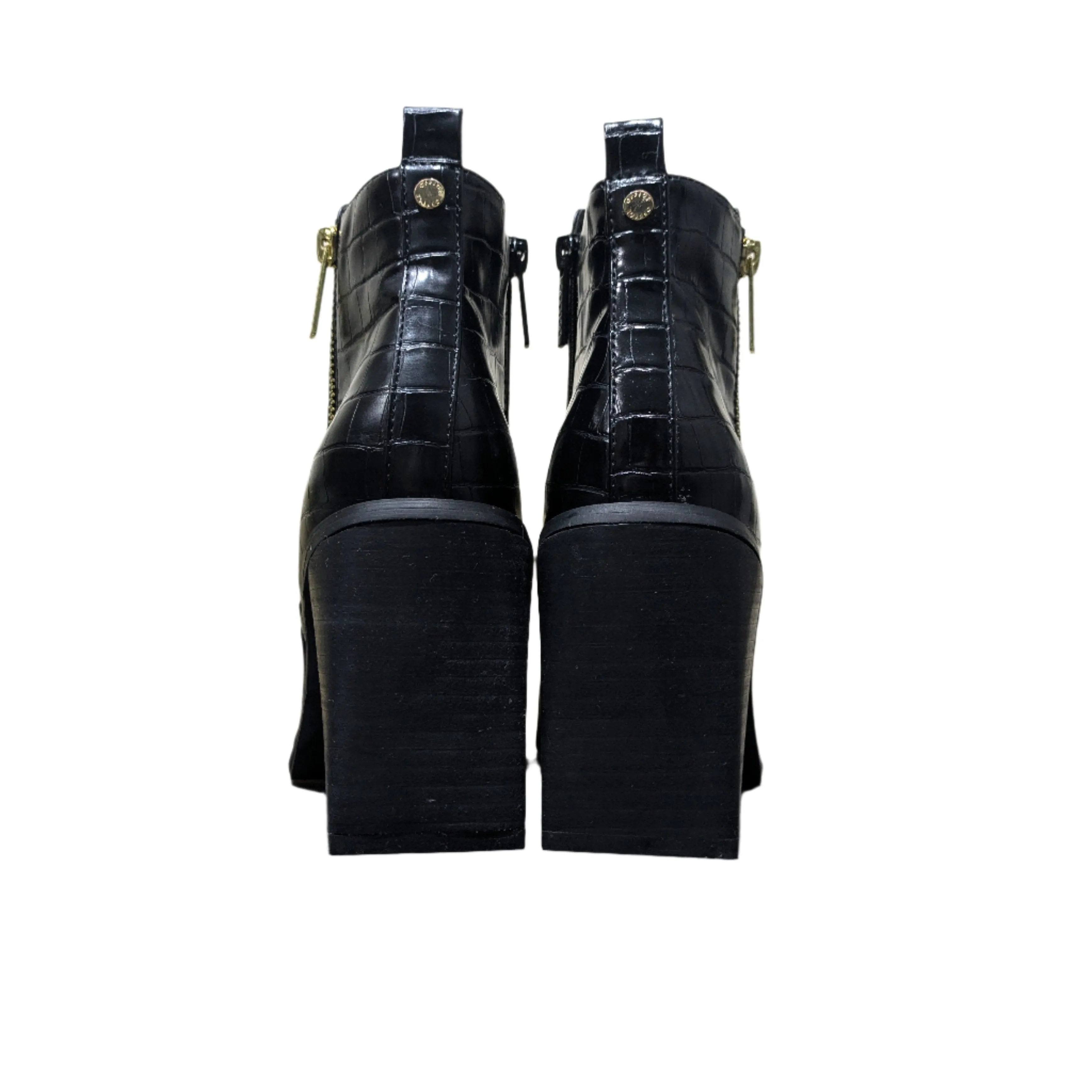 Office Abacus Zip Detail Croc Block Heels Boots - (Size EU 38 / UK 5 / US 7.5)